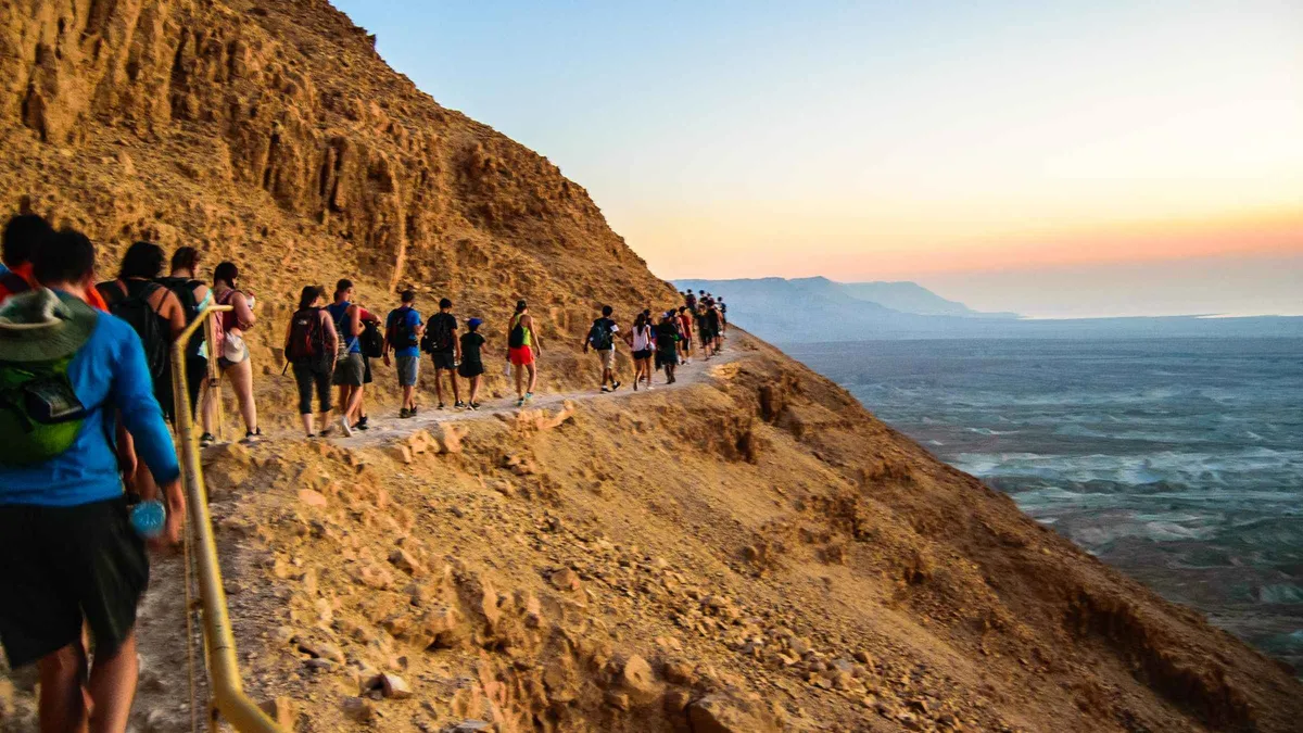 Sunrise over the Dead Sea from Masada on a Masada sunrise and Ein Gedi tour