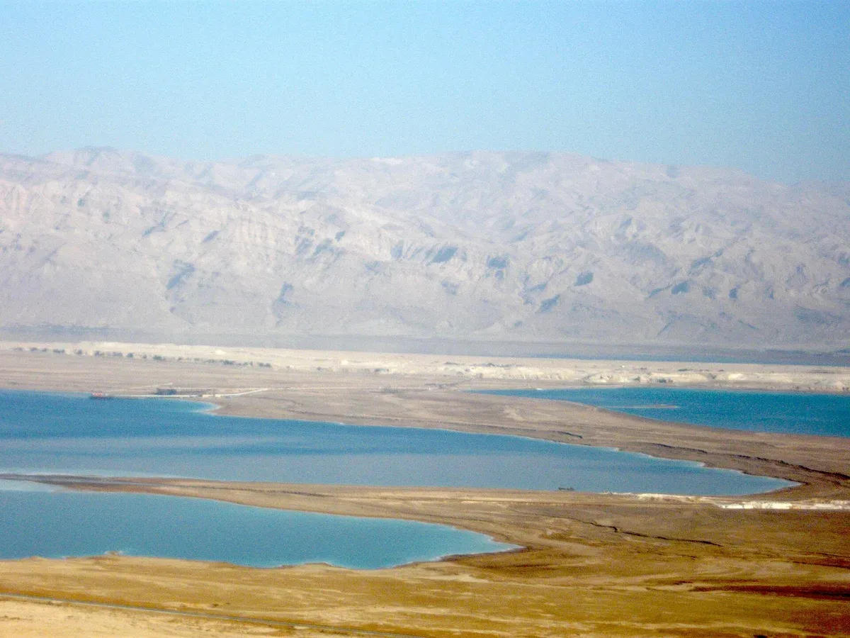 The Dead Sea seen from the top of Masada, the classic first stop on Dead Sea tours from Israel