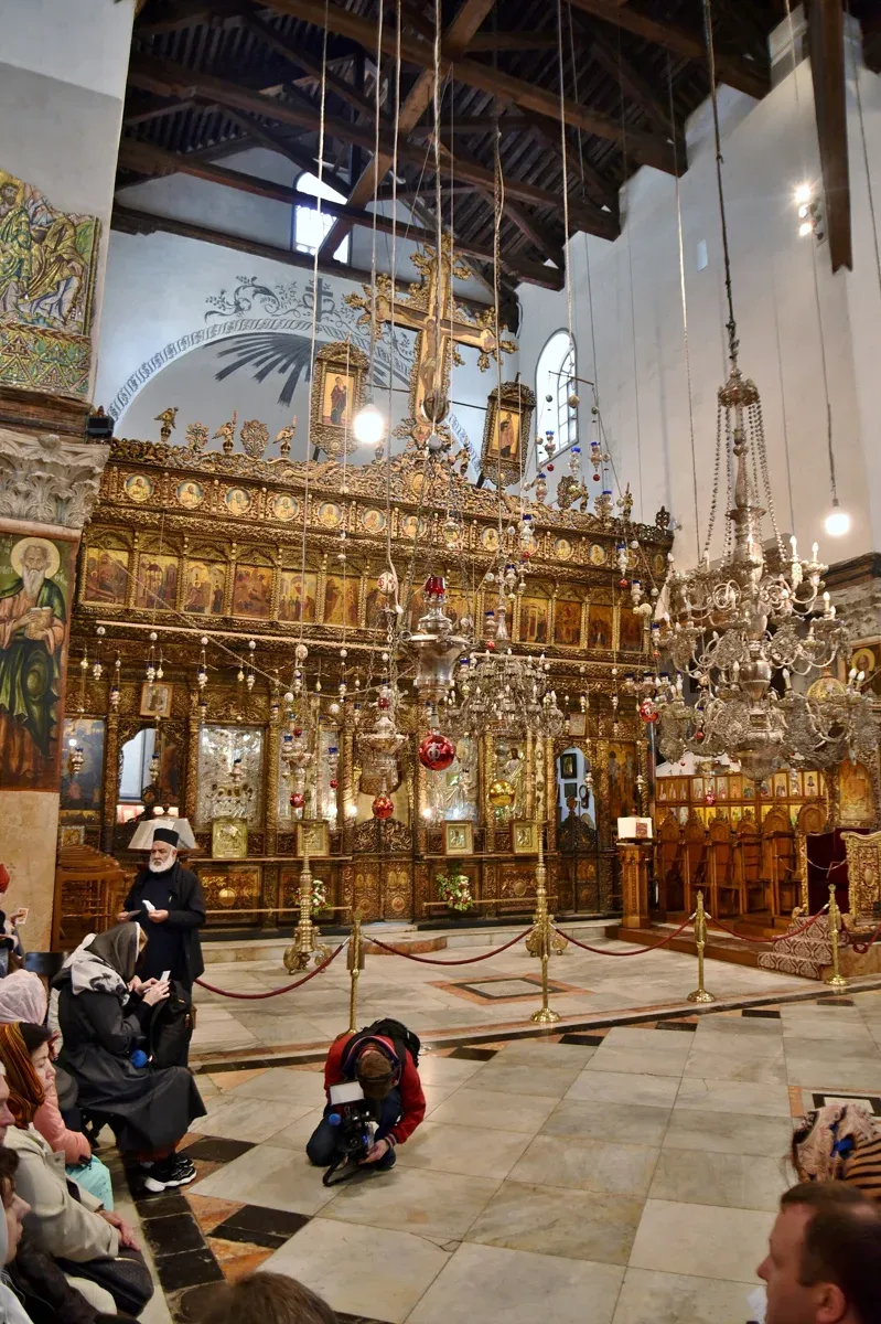 Inside the Church of the Nativity on a Bethlehem and Dead Sea tour